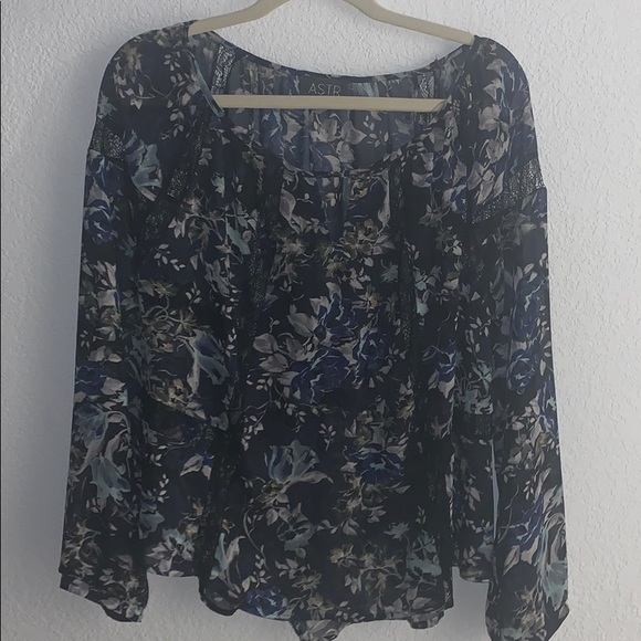 Astr Tops - ASTR Sheer and Lace Blouse Large